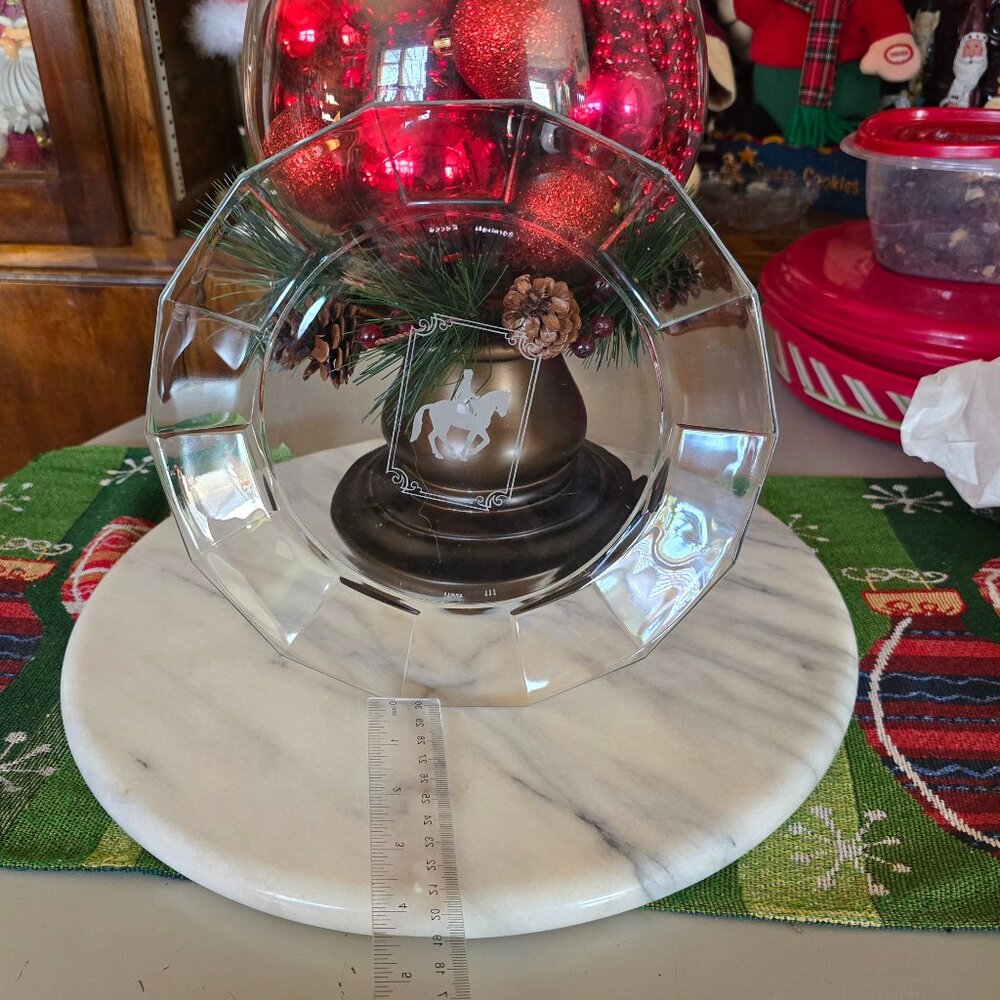 BORMIOLI ROCCO Vintage 9 1/2" Glass Collectible Plate with Frosted Horsemen